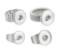DELORIGIN 4 Styles Boutons Pression Anneaux Bijoux Anneaux Pression Réglables Breloques Snap Boutons Pression Interchangeables en Alliage Breloques de Bague DIY pour Femmes Bague Fabrication Bijoux