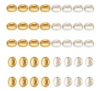 DELORIGIN 40 pièce 925 perles en Argent Sterling 2 couleurs pour la Fabrication de Bijoux Perles D'Espacement en Argent Perles Plates Ovales pour Bricolage Bracelet Collier Boucle D'Oreille Accessoire