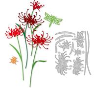 DELORIGIN 5 styles de Matrices de Découpe de Fleurs D'Équinoxe Fabrication de Cartes Lycoris Rouges Découpes en Acier au Carbone Pochoirs Matrices de Cartes pour Bricolage Papier Artisanal Album Photo