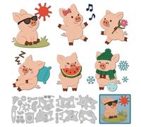 DELORIGIN 6 Style : cochon mignon Matrice de découpe en acier au carbone Matrices de découpe pour fabrication de cartes Scrapbooking Modèle de gaufrage pour album photo DIY