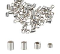 DELORIGIN 80 pièce 925 perles à Sertir en Argent Sterling pour la Fabrication de Bijoux 4 tailles Tubes Ronds à Sertir Perles D'Espacement en Vrac pour Bricolage Collier Bracelet Bague Boucle