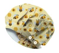 DELORIGIN Bee Bouffant Bouffant Capuchons de Travail Ajustables en Coton pour Infirmières, Médecins et Chirurgiens Avec Bouton Et Bandeau Pour Infirmières Et Cuisiniers