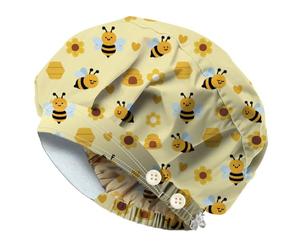 DELORIGIN Bee Bouffant Bouffant Capuchons de Travail Ajustables en Coton pour Infirmières, Médecins et Chirurgiens Avec Bouton Et Bandeau Pour Infirmières Et Cuisiniers
