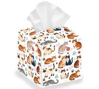 DELORIGIN Boîte à mouchoirs carrée en cuir imperméable et pliable pour chambre à coucher, salon, salle à manger, bureau, voiture, 13 x 13 x 13 cm