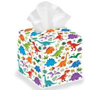 DELORIGIN Boîte à mouchoirs carrée en cuir imperméable pliable pour chambre à coucher, salon, salle à manger, bureau, voiture, 13 x 13 x 13 cm