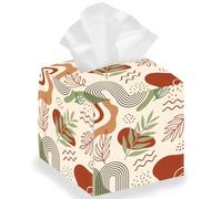 DELORIGIN Boîte à mouchoirs carrée en cuir - Style bohème moderne - Pliable - Étanche - Pour la maison, la chambre à coucher, le bureau, la voiture