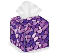 DELORIGIN Boîte à mouchoirs carrée en verre coloré abstrait - Boîte de rangement pliable - Étanche - Pour la maison, la chambre à coucher, le bureau, la voiture