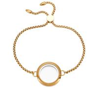 DELORIGIN Bracelet médaillon flottant en acier inoxydable avec médaillon à mémoire de forme - Bijoux commémoratifs pour femmes et hommes - Cadre photo - Pendentif pour cendres, cheveux, pierres