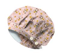 DELORIGIN Chapeau Bouffant Lucky Cat en Fleurs de Cerisier Casquette de Travail Réglable en Coton Casquette de Médecin Infirmière avec Bouton et Bandeau Anti Transpiration pour la Cuisine des Infirmiè