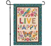 DELORIGIN Drapeau de jardin printemps été pour extérieur 71,1 x 101,6 cm double face fleurs jute drapeau de bienvenue cour drapeau oiseaux papillons décoration extérieure saisonnière pour jardin