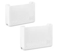 DELORIGIN Lot de 2 supports de rangement muraux pour défonceuse standard, sans perçage, gestion des câbles blancs, organisateur de bande d'alimentation, armoire de rangement pour salon, chambre à