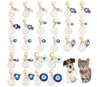 DELORIGIN Lot de 26 pendentifs en forme de lettre de A à Z contre le mauvais œil pour chat et chien - Breloques porte-bonheur pour animal domestique avec cœur, main de Fatima et mauvais œil