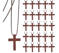 DELORIGIN Lot de 36 colliers avec pendentif en forme de croix en bois pour homme et femme - Pendentif réglable pour baptême, église, verset biblique, fête de Pâques, miroir de voiture, Bois, Pas de