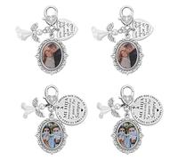DELORIGIN Lot de 4 pendentifs en forme de bouquet de mariée avec perle blanche et fleur, idéal comme cadeau souvenir pour les demoiselles d'honneur, sac à main, appareil photo ou comme décoration pour
