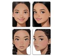 DELORIGIN Lot de 4 tableaux d'exercices de maquillage réutilisables A4 pour les débutants (femme aux cheveux noirs)
