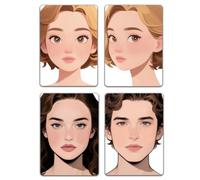 DELORIGIN Lot de 4 tableaux d'exercices pour le maquillage - Réutilisables - Format A4 - Modèle de peinture pour le visage pour débutants (cheveux noirs blonds femme homme)