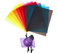 DELORIGIN Lot de 60 filtres de lumière en gel de couleur, 10 couleurs, transparents, superpositions colorées, plaques en plastique pour lampes/phares, studio photo