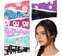 DELORIGIN Lot de 8 bandeaux dentaires pour femme - 10,2 cm de large - Style bohème - Élastiques - Antidérapants - Doux - Pour la salle de gym, la course, le yoga, la mode sportive (dentifrice)