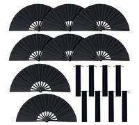 DELORIGIN Lot de 8 grands éventails à main 348 mm Grands Éventails pliants pour Kung Fu Rave Popping Éventail Boots On The Ground Éventail à Main pour Hommes et Femmes Line Dance