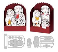 DELORIGIN Matrices de Découpe de Boîte à Matriochka 3D pour la Fabrication de Cartes Boîte de Fenêtre D'Affichage en Acier au Carbone Matrices de Découpe Pochoirs Modèle de Gaufrage pour Scrapbooking