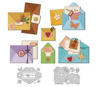 DELORIGIN Matrices de Découpe D'Enveloppes Pliées Fabrication de Cartes Matrices de Découpe en Acier au Carbone Pochoirs Modèle de Gaufrage pour Scrapbooking Fabrication Artisanale Décoration