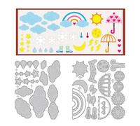 DELORIGIN Matrices de Découpe Météo Soleil Nuage Parapluie Fabrication de Cartes Pochoir Découpes en Acier au Carbone Scrapbooking Gaufrage pour Cartes de Vœux Album Lettres Invitations Enveloppes
