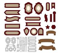 DELORIGIN Matrices de découpe pour étiquettes de zone de texte - 22 styles - Différentes formes - Étiquettes - Fabrication de cartes - Pochoirs de découpe - Pochoirs de gaufrage pour cartes de vœux