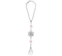DELORIGIN Ornements à Suspendre en Forme de Fleur pour Voiture Pendentif en Verre Style Bohème Breloques pour Rétroviseur Attrape Soleil pour Fenêtre de Voiture Jardin Décoration de Noël (Rose)