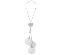 DELORIGIN Ornements à Suspendre pour Voiture Bling Coeurs Boules Moelleuses Pendentifs de Voiture Breloques Boule en Peluche Bling Rinestones Attrape Soleil Rétroviseur Breloques de Voiture