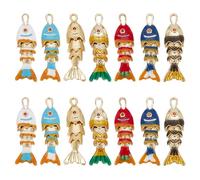 DELORIGIN Pendentif poisson rouge 3D en laiton - Animal marin - Avec boucle - Pendentif océan - Pour la fabrication de bijoux - Collier à faire soi-même - Boucles d'oreilles - Bracelet, Laiton