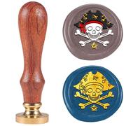 DELORIGIN Sceau de Cire en Forme de Crâne de Pirate Tampons de Scellement de 25mm Tête en Laiton Amovible Cire à Cacheter Halloween pour Enveloppe Carte de Vœux Cadeau Fête de Fiançailles Invitation