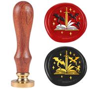 DELORIGIN Sceau de Cire Vintage en Forme de Dragon et D'Épée 1" tête Amovible en Laiton avec Manche en Bois pour Invitations Cartes de Vœux Enveloppes Emballage Cadeau Artisanat