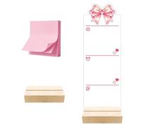 DELORIGIN Schleife Tableau mémo en acrylique pour ordinateur | Lot de 100 feuilles de support de notes adhésives pour moniteur portable, avec base en bois amovible et notes autocollantes