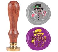 DELORIGIN Tampon à Cire de Noël en Forme de Bonhomme de Neige Vintage Amovible en Laiton pour Invitations Enveloppes Cadeaux de Noël et du Nouvel An