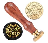 DELORIGIN Tampon de cire avec symbole de la déesse Hekate, tête en laiton de 2,5 cm avec poignée en bois - Sceau de cire rétro pour emballage cadeau, enveloppes, cartes, lettres, emballages de vin et