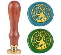 DELORIGIN Timbre de Sceau de Cire de Cerf de Noël Tampons de Scellage Rétro 25mm Tête en Laiton Amovible Cire à Cacheter pour Enveloppe de Noël Carte de Vœux Lettre D'Invitation Sceau Cire
