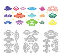 DELORIGIN UFO - Matrices de découpe en métal - Vaisseau spatial - En acier au carbone - Pour carte de bénédiction - Pour scrapbooking, anniversaire, vœux, carte d'invitation, bricolage, décoration