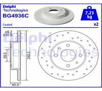 DELPHI 2X Disque De Frein Arrière Ø240 Mm Pour Fiat 500/595/695 312_ 1.4