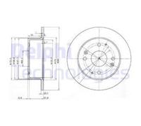 DELPHI 2x Disque De Frein Arrière Ø260 Mm Voll Pour Honda Accord VI CK CG CH CF8