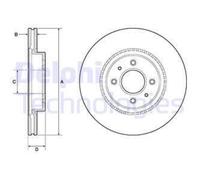 DELPHI 2X Disque De Frein Avant Ø280 Mm Ventilé Pour Hyundai I20 GB 1.2 1.4 1.0