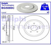 DELPHI 2x Disques de Frein Arrière Ø314 MM pour Hyundai Santa Fé IV) Tm 2.2 Crdi