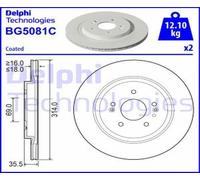 DELPHI 2x Disques de Frein Arrière Ø314 MM pour Hyundai Santa Fé IV Tm 2.2 Crdi