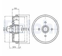 DELPHI BF96 Tambour de frein pour AUDI,SEAT,VW,VW (FAW),VW (SVW)