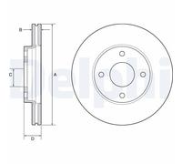 Disque de frein DELPHI BG4953C avant, ventilé, 2 Stück