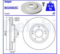 Delphi Disque de frein BG5002C ventilé Ø288 mm avant pour Hyundai, Kia 2x