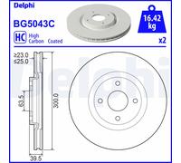 Delphi Disque de frein BG5043C avant ventilé à haute teneur en carbone – jeu de 2 pièces