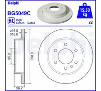 Disque de frein DELPHI BG5049C arrière, plein, à haute teneur en carbone, 2 pièce