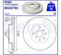 DELPHI BG5279C Disque de frein pour TOYOTA