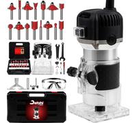 DELPHI défonceuse à bois Défonceuse à bois manuelle électrique avec boîtier - 12 jeux d'accessoires 800 W 330 000 R/min 6,35 mm - Défonceuse à bois Edge