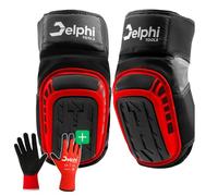 Delphi (Genouillères antidérapantes en gel à double fermeture et gants de travail - Genouillères confortables et faciles à nettoyer pour carreleurs de taille universelle